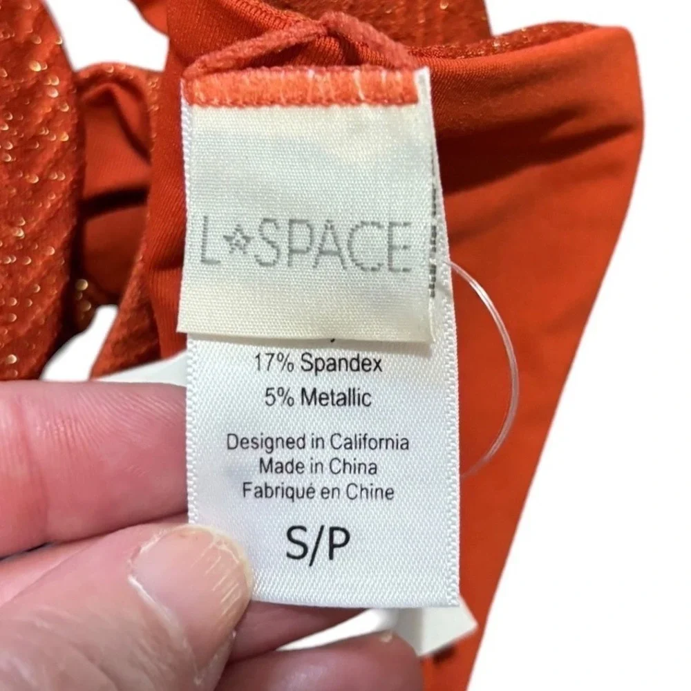 L*Space Leonie Bikini Bottom Full Coverage Mahogany Shimmer Chevron Small NWT‎